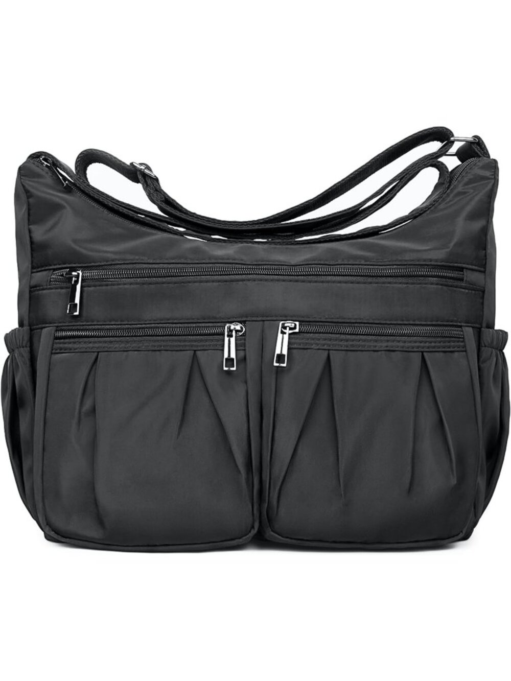 Women's Black Nylon Crossbody Bag Water Resistant Anti Theft Travel Purse